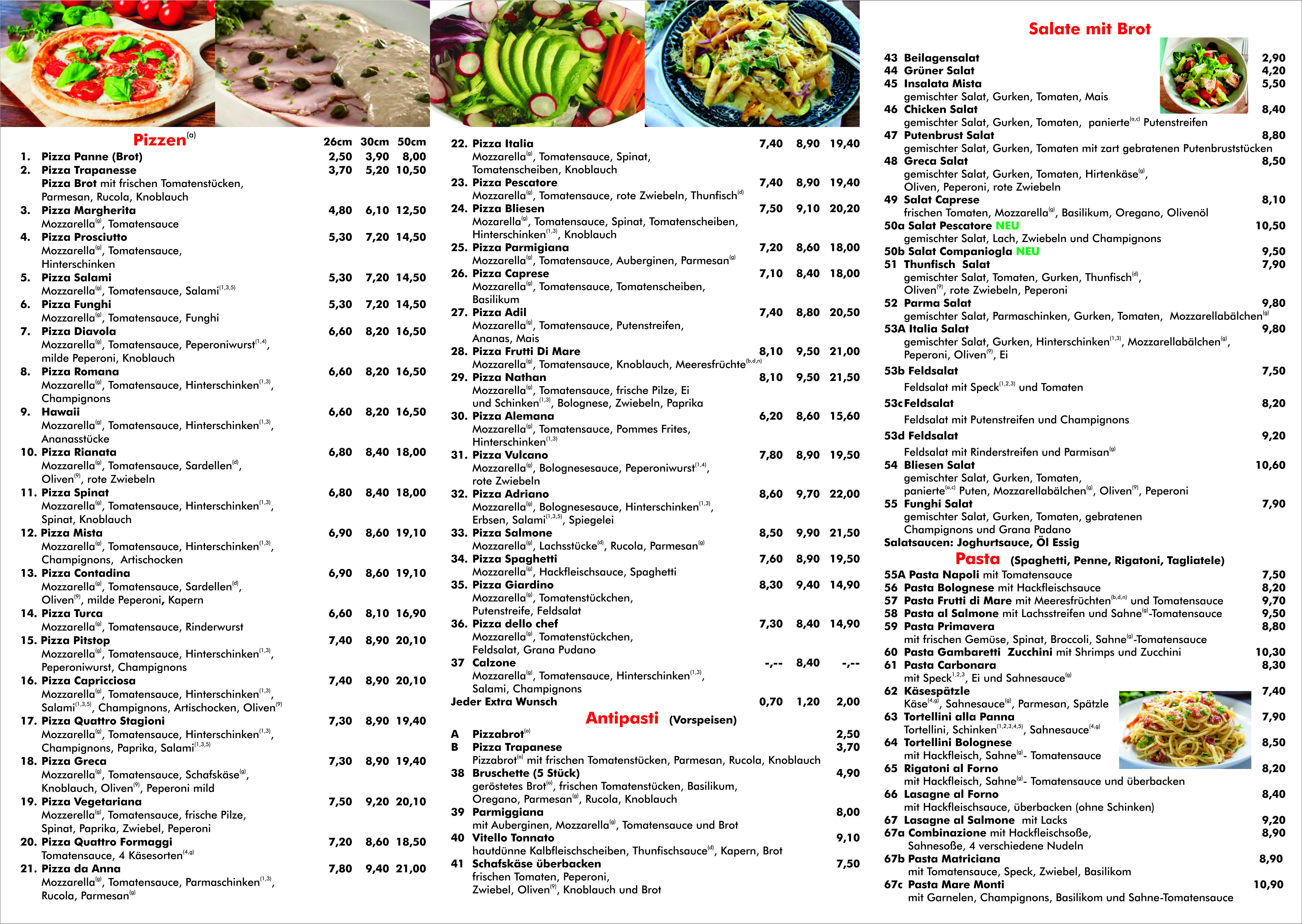 hotel menu